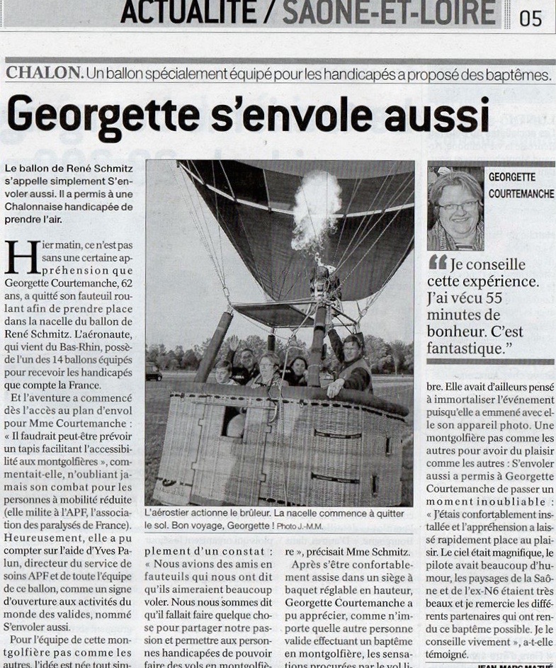 Vécu par une adhérente : Georgette fait son baptême en Montgolfière !