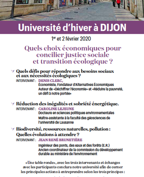 Université d’hiver à Dijon : COMPLET Université d’hiver à Dijon : COMPLET
